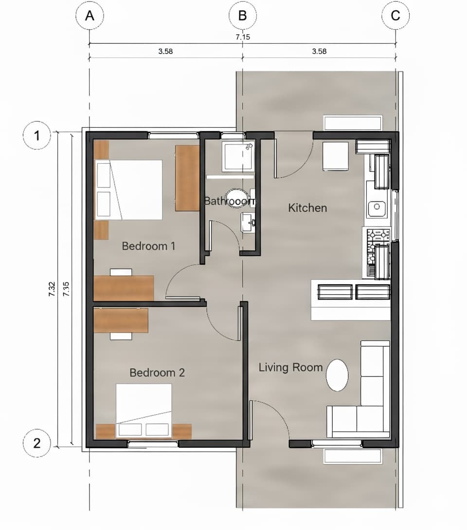 57.6 m² (24x24 ft) Family Home